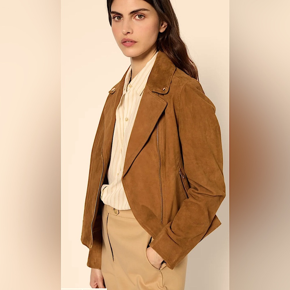 GERARD DAREL MAUD "Velvet Leather" biker jacket 100% GOAT Suede. 
Size 40/ USA 8